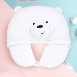 Miniso We Bare Bears U-Shaped Neck Pillow with Hoodie