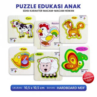 15. Puzzle Edukasi Anak / Puzzle Kayu / Puzzle Anak Macam Hewan, Anak Bisa Mengenal Hewan