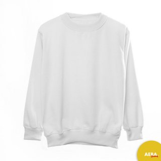 Basic Sweater Putih Polos Crewneck Sweatshirt Pria Wanita Size M - XXL