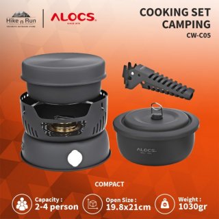 Set Alat Masak Alocs CW-C05 Nesting Camping Cooking Set - Black