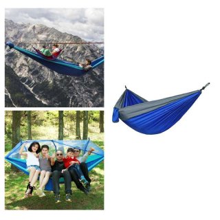 Camping Double Hammock Outdoor Hanging Swing Nylon Chair Bed Dark blue 2