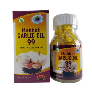 Kapsul Habbat Garlic Oil 99 Herbal Kolesterol Isi 200