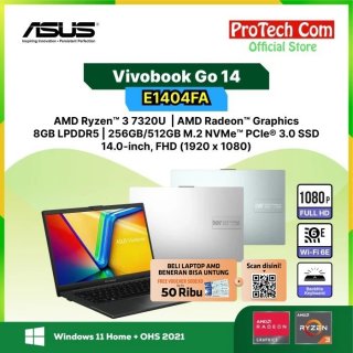 ASUS Vivobook Go 14 E1404FA RYZEN 3-7320U 8GB 512GB 14" FHD OHS W11