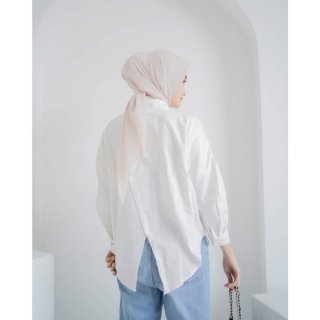 I Kemeja Wanita Terbaru Linen Oversize Kekinian - Putih