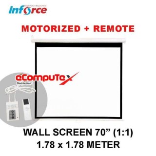 Inforce Wall Screen Projector Motorized + Remote 70 1:1