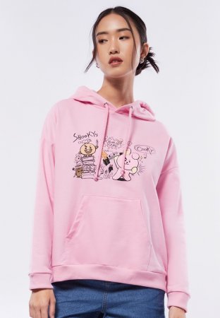 COLORBOX BT21 Oversized Graphic Hoodies Pink