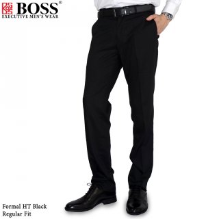 15. BOSS - Celana Panjang Formal Regular Fit HT Hitam