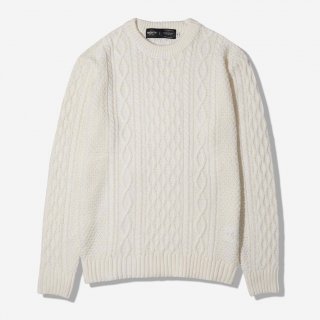 14. HIGHTY Off White Cable-Knit Sweater
