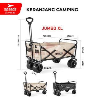 SPEEDS Keranjang Camping Gerobak Lipat Troli Barang Box Serbaguna Glamping Piknik Mancing Outdoor 031-53