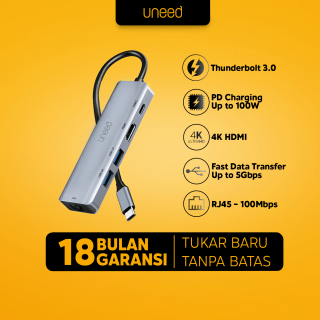UNEED USB Hub Type C to HDMI Thunderbolt 3 USB 3.0 PD Charging 100W - UUH201C