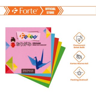[Forte] Origami Kertas Lipat Warna 2 sisi 20 x 20 cm