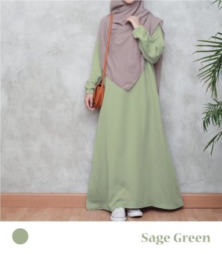 Aliva Dress Gamis Wanita Hijab Azzahra Warna Sage Green 