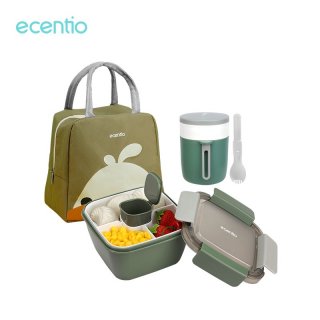 Ecentio Lunch Box Set Kotak Makan ada Sekat Tas Bekal Bocor BPA Free