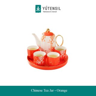 22. Yutensil Japanese Tea Pot Set Orange, Set Cantik untuk Ngeteh Sore