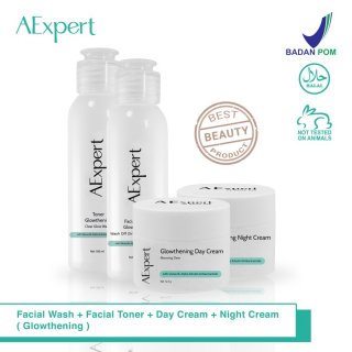 Aexpert Glowthening Facial wash, Face Tonic, Day Cream dan Night cream