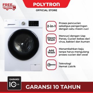 POLYTRON Mesin Cuci Front Loading 100% Kering Inverter 11 KG PFL 1105