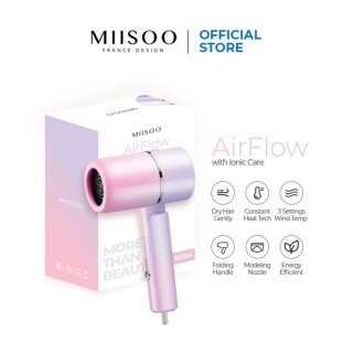 Miisoo Hair Dryer Negative Ion Portable Pengering Rambut - Pink Ungu