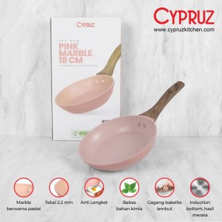 Cypruz Pink Ceramic Fry Pan / Wajan Penggorengan Anti Lengket - 18 cm