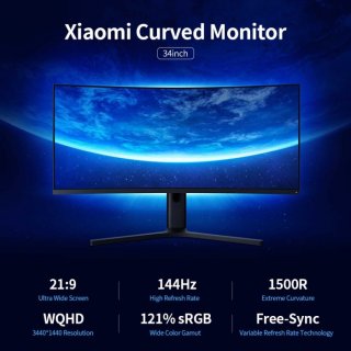 Monitor UltraWide 34 Inch Curved Gaming 144Hz 3K 3440x1440 