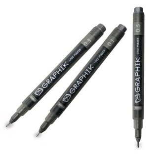 17. Drawing Pen Derwent Line Maker, Warna Pekat dan Cepat Kering