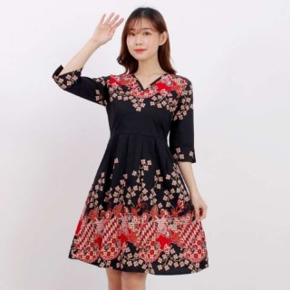 Dress Batik Wanita Modern Motif Songket Size M dan L