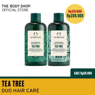 21. The Body Shop Duo Tea Tree Hair Care For Oily Hair & Scalp, Bikin Rambut Lebat dan Sehat