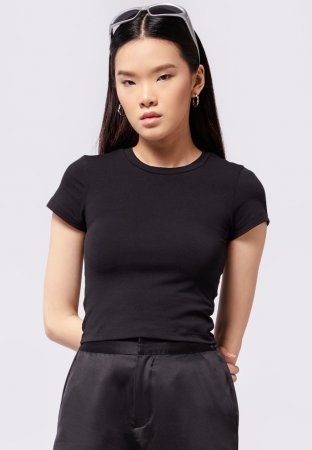 COLORBOX Fitted Short Sleeve Crop T-Shirt Black