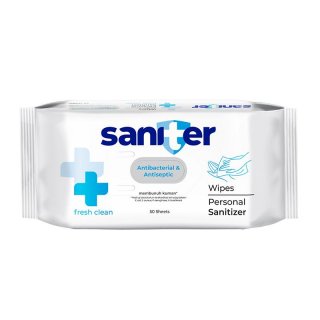 Saniter Antibacterial & Antiseptic Personal Sanitizer Wipes Tisu Basah Antiseptik 50 Sheets