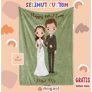 18. Selimut Custom Wedding | Foto Full Print, Nyaman untuk Tidur