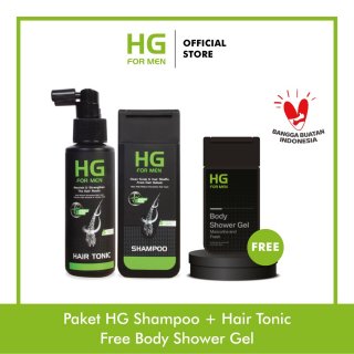 25. Paket HG Shampoo 200 ml & Hair Tonic For Men 90 ml, Perawatan Rambut Lengkap untuk Pria