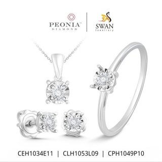 28. Set Perhiasan Peonia Diamond Simple - By Swan Jewellery