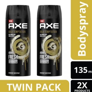 27. Axe Deodorant Body Spray Gold Temptation - Twin Pack, Miliki Aroma yang Mewah