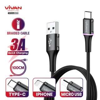 VIVAN Kabel Micro USB Android 2.4A LED Light Quick Charge