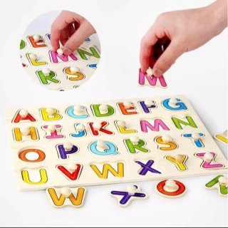 Mainan anak edukasi anak 1 2 3 tahun laki laki perempuan mainan kayu mencocokan huruf
