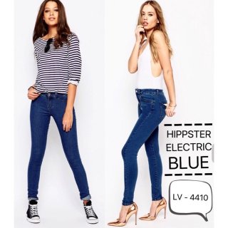 Hipster Electric Blue Skinny Jeans Woman