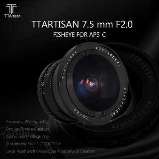 1. Lensa TTartisan 7.5mm F2 Fisheye for APS-C