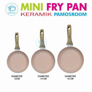 Pamosroom Mini Frypan Anti Lengket Mini Wok Pan Motif Kayu 12 14 16cm