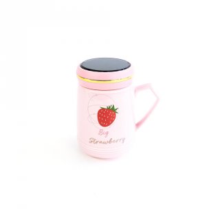 28. Cindy mug keramik strawberry + tutup cermin - CRM0272