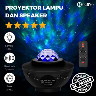 Naxen Lampu Proyektor Langit Tidur Galaxy 2In1 + Speaker Bluetooth