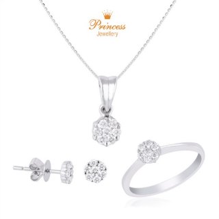 26. 1Set Perhiasan Berlian Cincin,Liontin,Anting 911771 Princess Jewellery