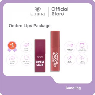 26. Emina Ombre Lips Package Lip Cream & Lip Tint, Perpaduan Apik Dua Tekstur Berbeda