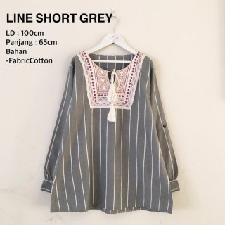 Line Short Grey (Baju Hijab - Baju Wanita Formal - Baju Atasan Cewek)