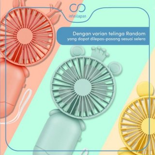 Kipas Angin Mini Genggam | Mini Fan Portable | Kipas Angin USB - Orange+Stiker