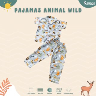 Kennai Kids Set Pajamas Anak Animal Wild Baju Tidur Piyama Unisex