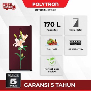 POLYTRON Kulkas 1 Pintu Metallic 170 Liter PRB 177PR