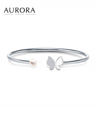 Aurora Italia Auroses Whimsical Butterfly dan Pearl Bangle