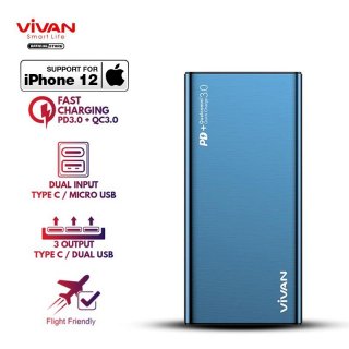 VIVAN Powerbank 10000 mAh 3 Output Fast Charging 18W