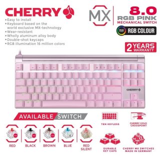CHERRY MX Mechanical Gaming Keyboard TKL RGB - MX 8.0 RGB PINK