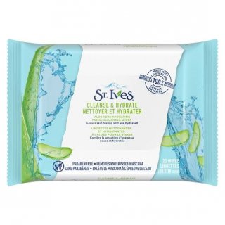 ST Ives Cleanse Hydrate Aloe Vera Facial Cleansing Wipes Tissue Makeup