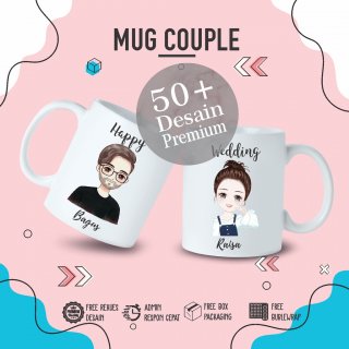 4. Kado Pernikahan Mug Couple Bisa Custom Desain